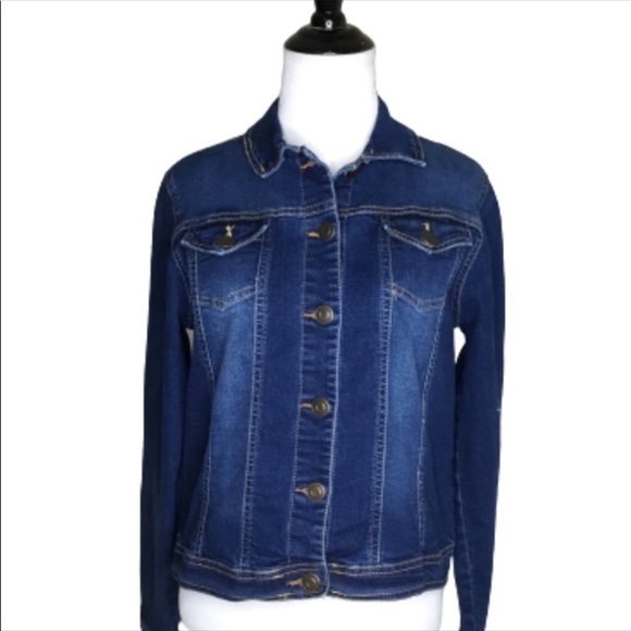 Baccini Like New Trucker Blue Jean Button Down Short Casual Stylish Jacket PS - Picture 2 of 8